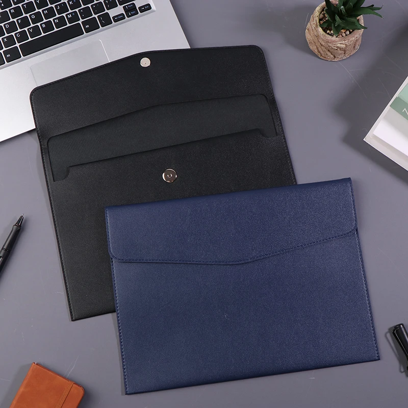 1 Piece A4 Document Bag Leather File Folder Data Package Fashion Briefcase Data Contract Bill File Bag School Office Supplies