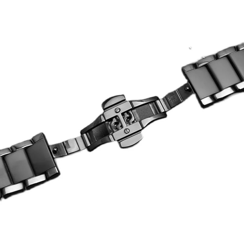 22mm 24mm Ceramic watchband Matt watch strap black bracelet wristwatchesband Butterfly buckle watch case belt for AR1451 AR1452