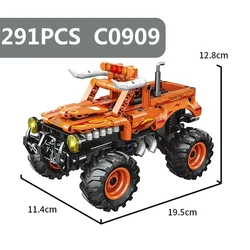 City Pull Back Technical Monster Jam Building Blocks  Max-D Car Giant Toothed Shark Truck Bricks Toys Compatible With 42134