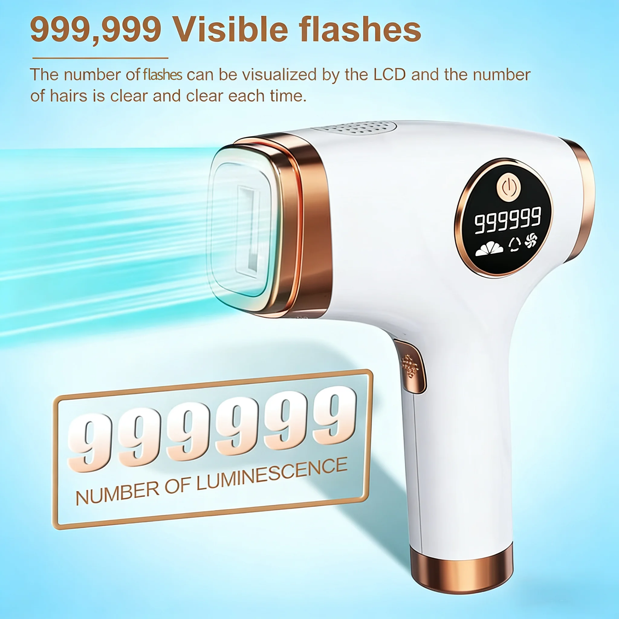 IPL Ice Cooling Hair Removal Device Painless 999999 Flashes LCD Laser Remover for Women Men