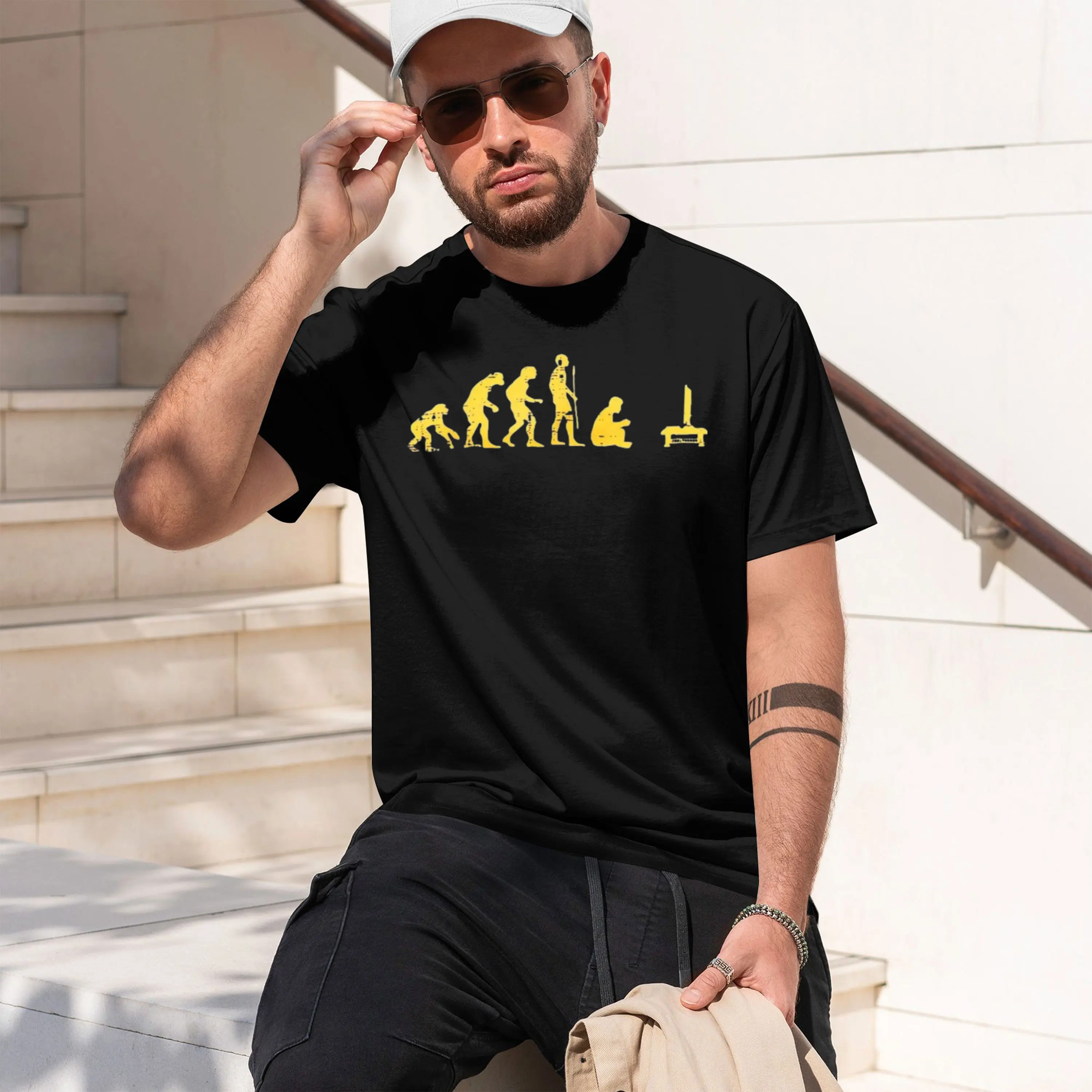 Gamer Human Evolution Funny T-Shirt Tee for Men th Cool Novelty Grh Casual Grh T Shirts 2026 New Model Short-sleeve crewneck T-S