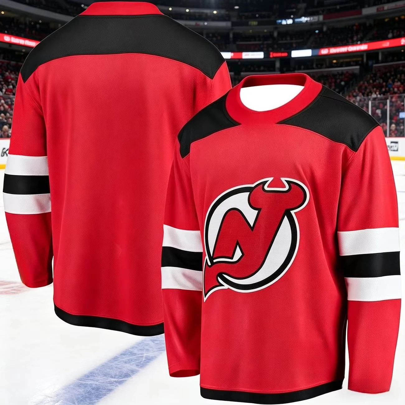 2026 Hotsale New Jersey Men's New Ice Hockey Training Suit 3D Printed Devil Team Sports Quick-Drying Long-Sleeved Shirt Family