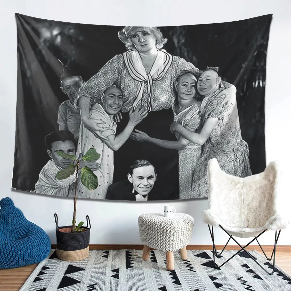 Freaks 1932 Gobble We Accept Her One Of Us Tapestry Wall Hanging Aesthetic Home Decoration Tapestries for Dorm Room