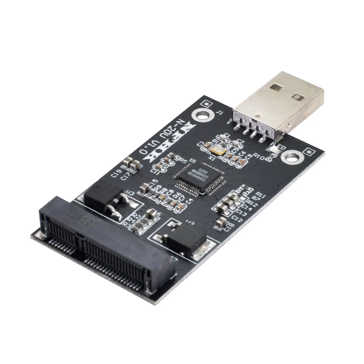 CableCC Tarjeta de controlador de bolígrafo USB 2.0 sin estuche Mini PCI-E mSATA a USB 2.0 SSD externo PCBA Conveter