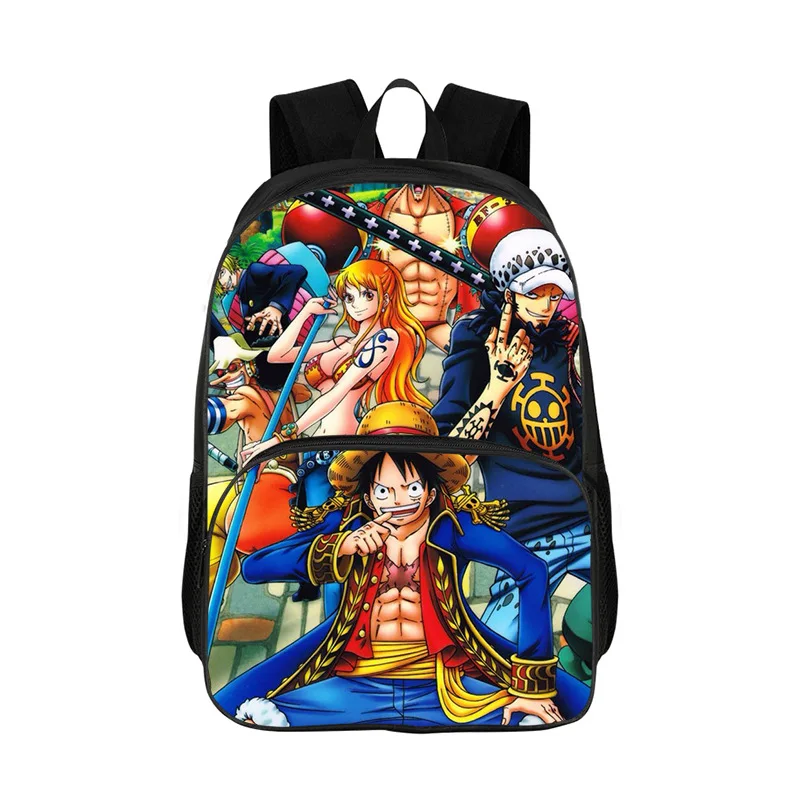 Mochila Infantil de One Piece con Parche de Monkey D. Luffy, Mochila Escolar Primaria y Secundaria con Estampado de Anime