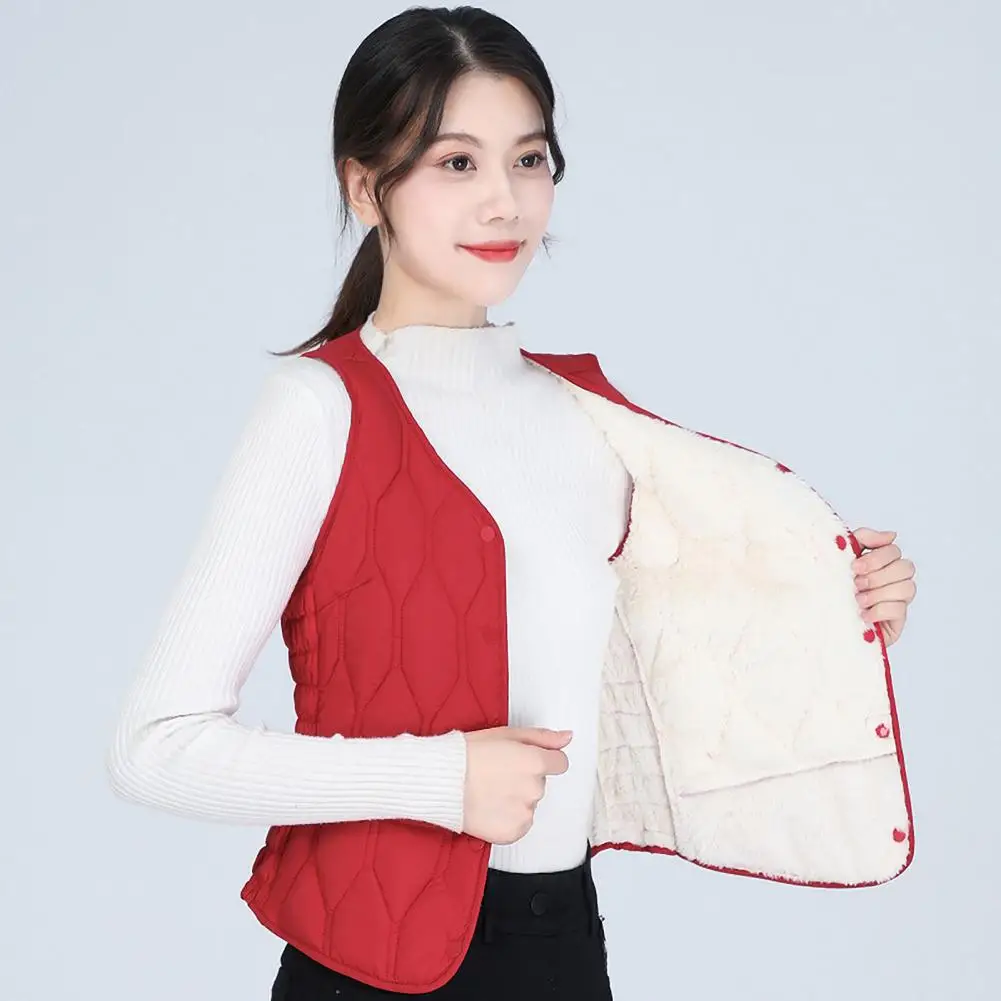 Spring Fall Winter Jacket Stylish Women's Winter Vest Coat with Button Closure Heat Retention Sleeveless Outdoor for Windproof