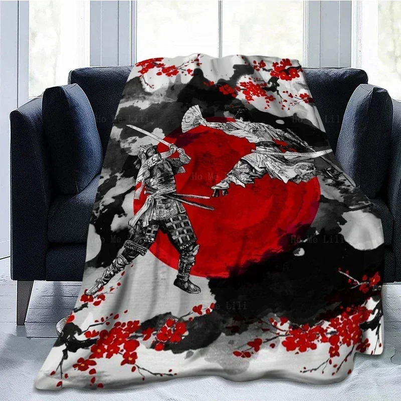 

3D Print Baby Blanket Muslin Blankets Sakura Duel Ukiyoe Tattoos Style Asian Flannel Babes Carpet Quality Soft Warm Bed Sofa