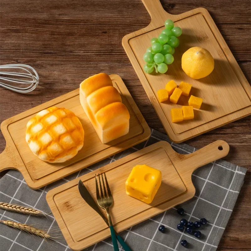 1Pc Wooden Pizza Paddle Serving Board Cutting Board with Handle Bread Pastry Plate Steak Snack Tray Kitchen Tools Accessories