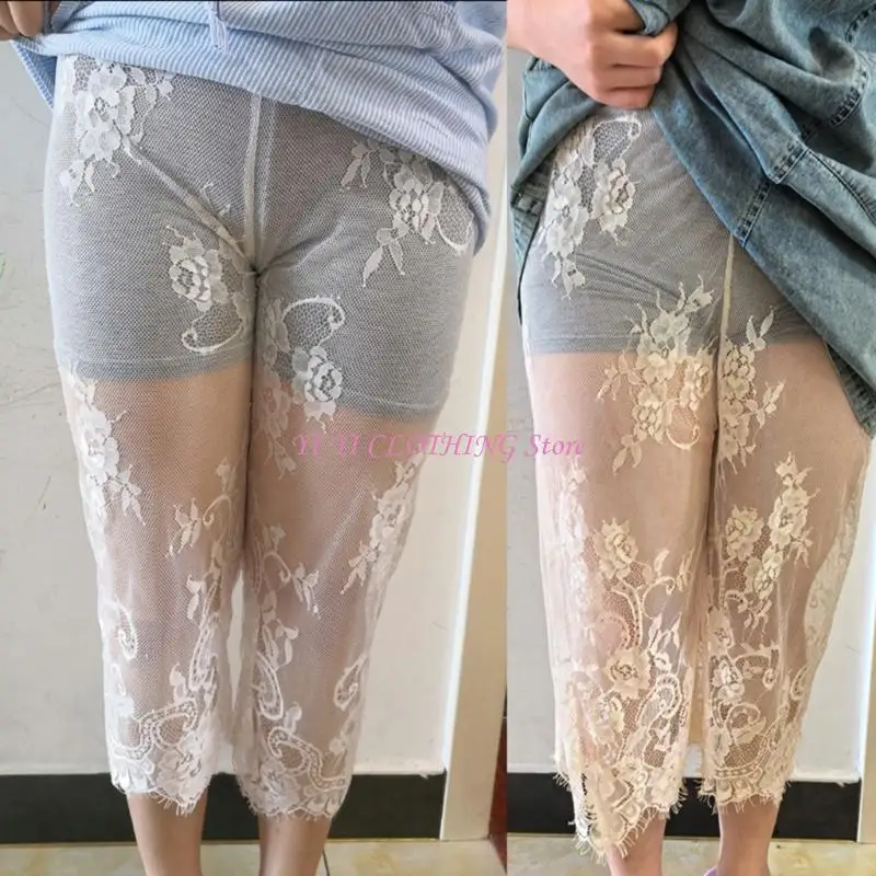 

N5KF Женщины цветочные кружевные брюки для платье под платьем.