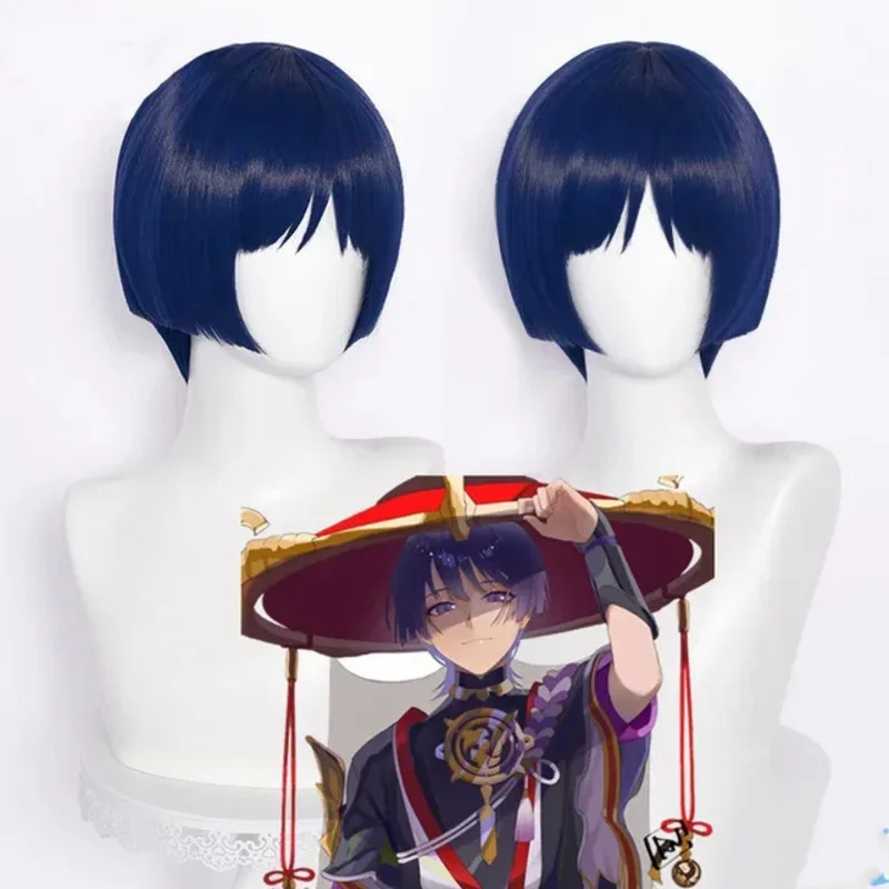 aa Sundae 99 Genshin Impact Scaramouche Blaue Perücke Cosplay Anime Hitzebeständige Synthetische Halloween Perücken Wi qq 2025