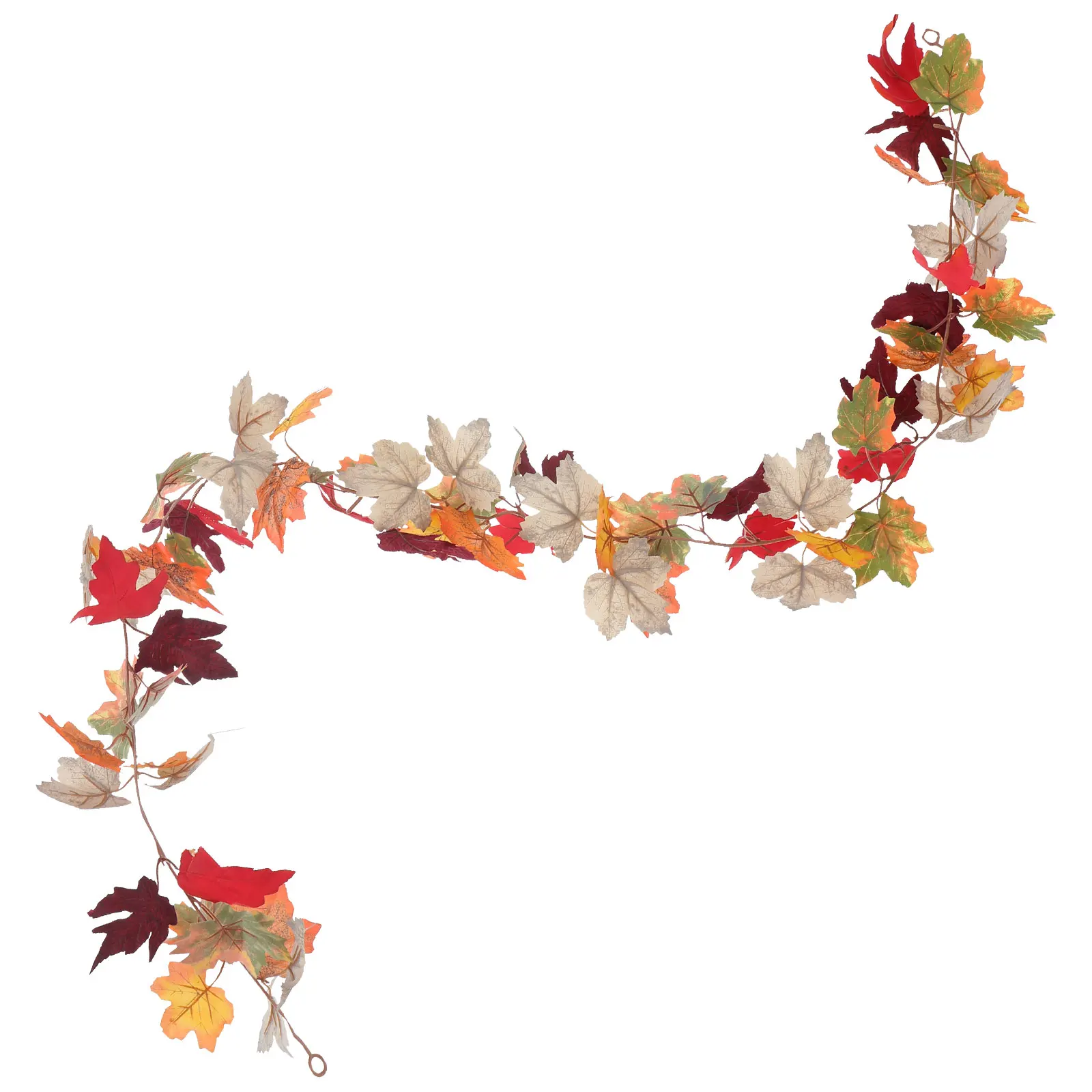 

Simulated Green Plant Rattan Artificial Fall Maple Leaf Autumn Leaves Branch Plastic Garland Fake