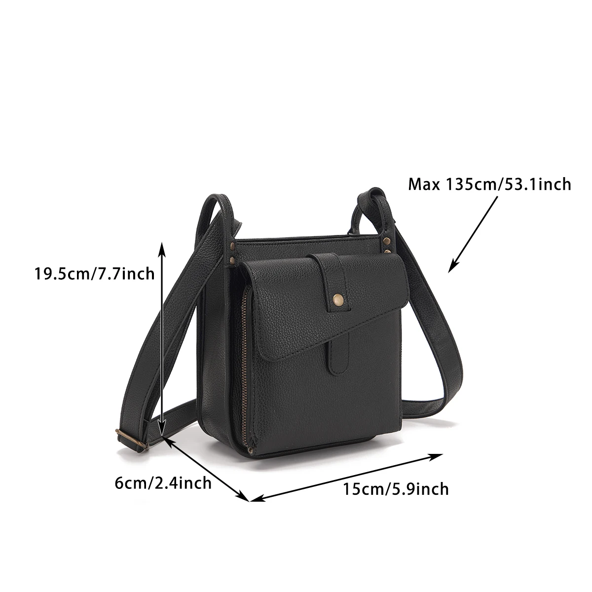 Vintage Leather Crossbody Bag for Women - Stylish & Compact Shoulder Purse with Adjustable Strap - Perfect for Travel & Everyday