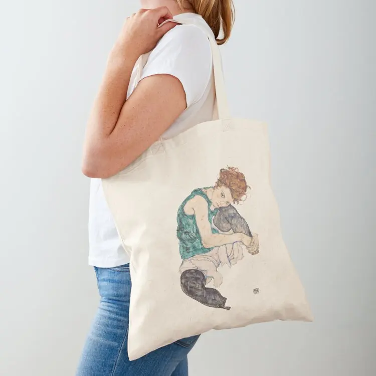 HD Seated Woman With Legs Drawn Up , by Egon Schiele - HIGH DEFINITION Tote Bag