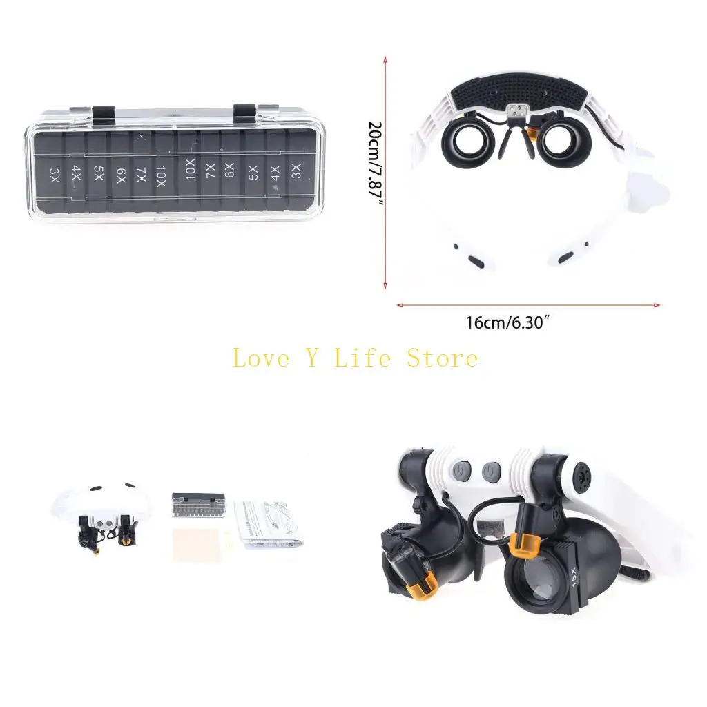 L74C Led Light Lamp Double Glasses Loupe Lens Glasses Magnifier Watchmaker Jewelry