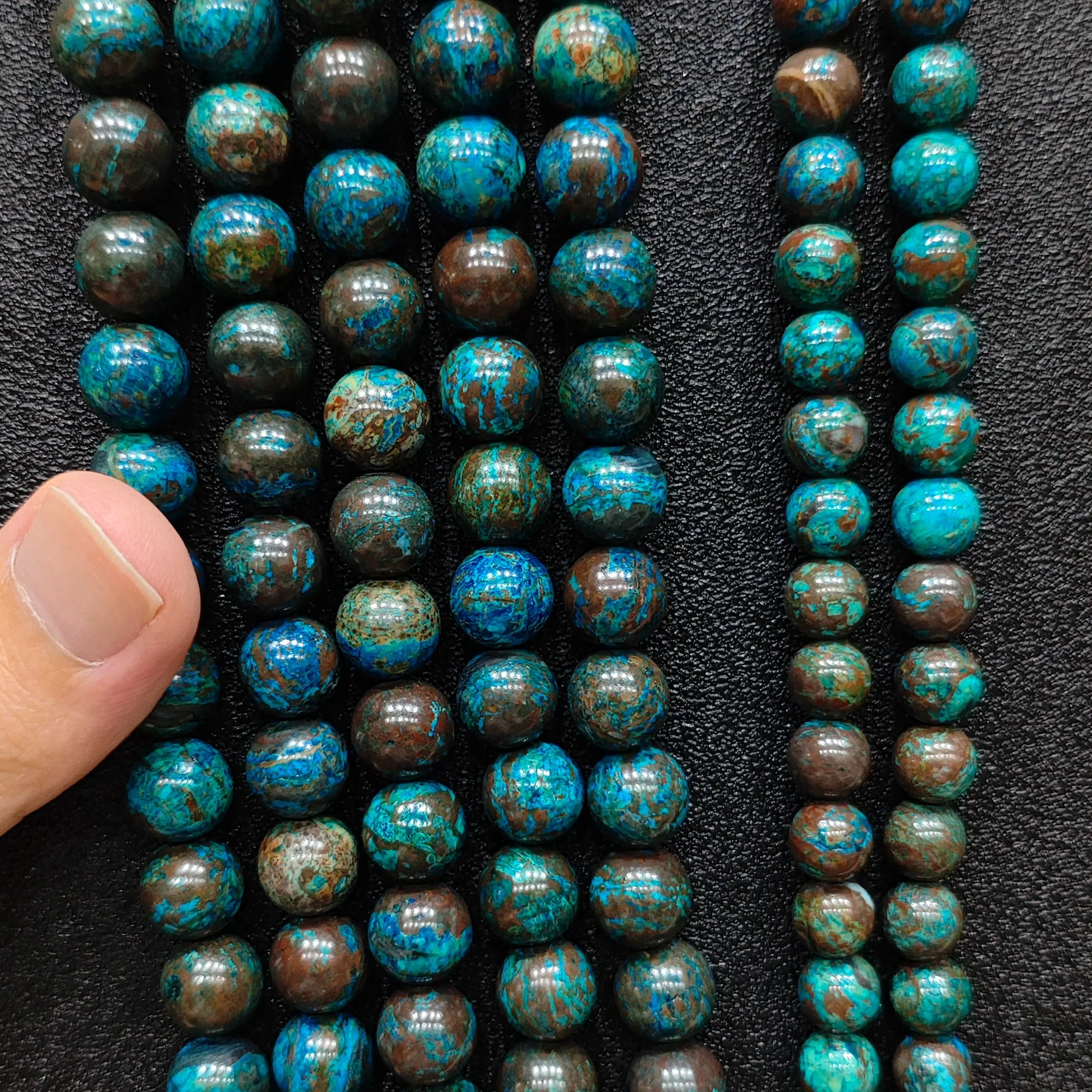 Blue Phoenix Stone Round Gemstone Loose Beads 4mm 6mm 8mm 10mm Matrix Chrysocolla Beads Strand for DIY Bracelet Design