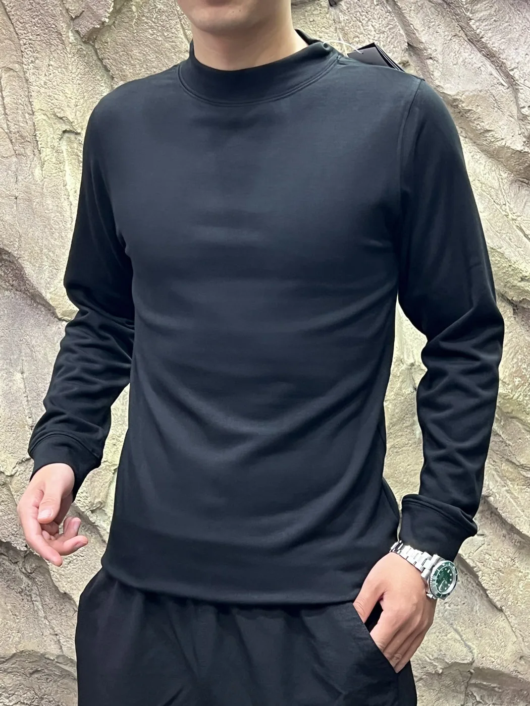 Men's Outdoor Autumn Winter Half High Neck Base Shirt Warm Fleece Moisture Wicking Composite Inner Layer Standard Fit Long Sl...