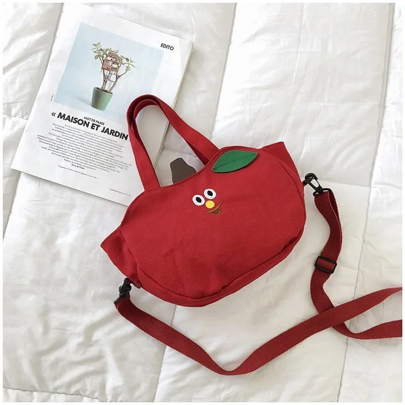 Cute Girl Apple Small Bag Korean Version of One Shoulder Banana Handbag Students Slung Mobile Phone Canvas Bag