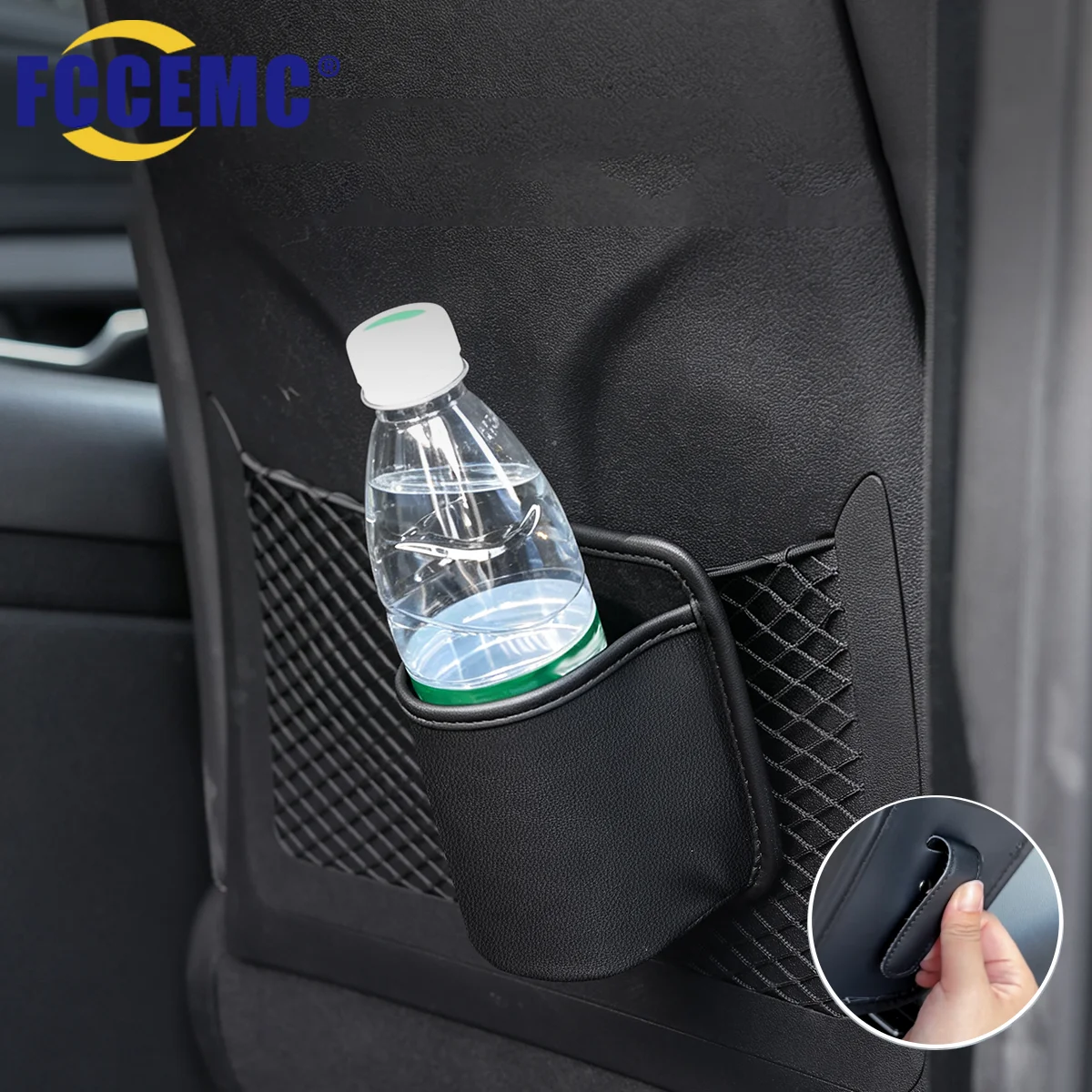 Car Door Cup Holder PU Leather Waterproof Auto Seat Back Clip Storage Organizer Stable Bottle Drink Rack Bin Interior Accessorie