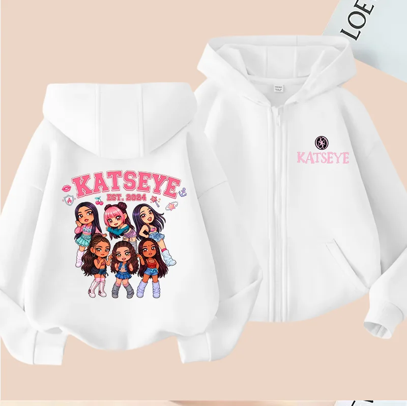 Kpop Katseye Beautiful Chaos Album Hoodie Fashion Hip Hop Vintage Harajuku Girls Boys Pullover Loose Sportwear Zipper Hoody