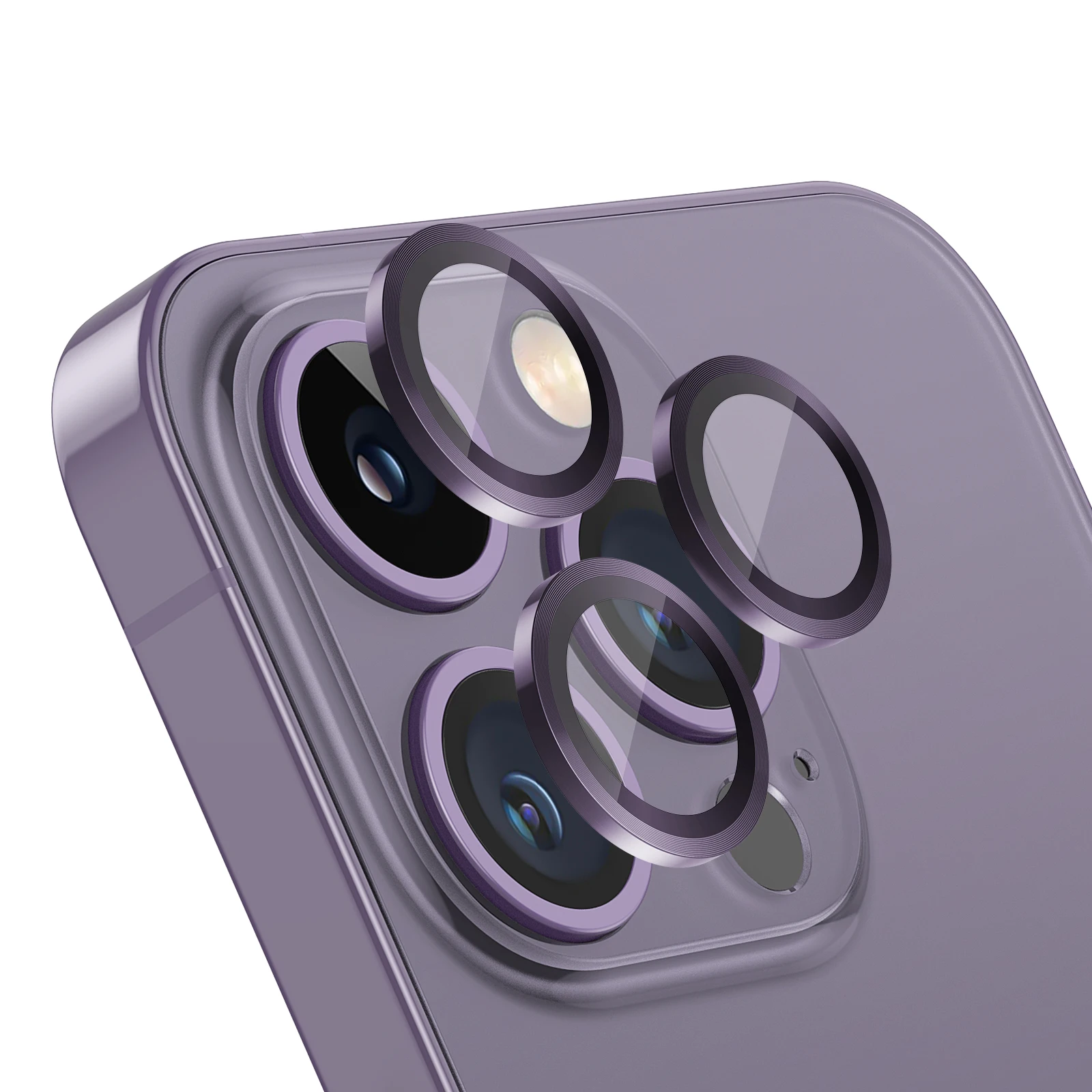 Aluminium Alloy Camera Lens Protector for iPhone 14 Pro Max,9H HD Clarity Tempered Glass Lens Film Cover for iPhone 14Pro Purple