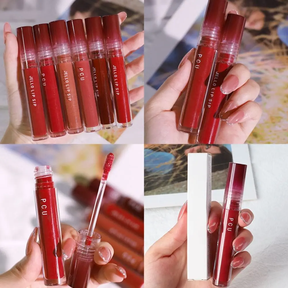 Hydraterende 6-kleuren lipgloss Langdurige gladde make-up Cosmetische lippenstift Non-stick Cup Waterige natuurlijke lipmodder Gezondheid Schoonheid