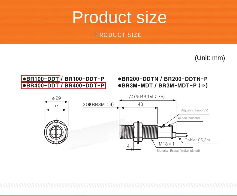 BR400-DDT/BR400-DDT-P M18 round photoelectric switch reflection tax included