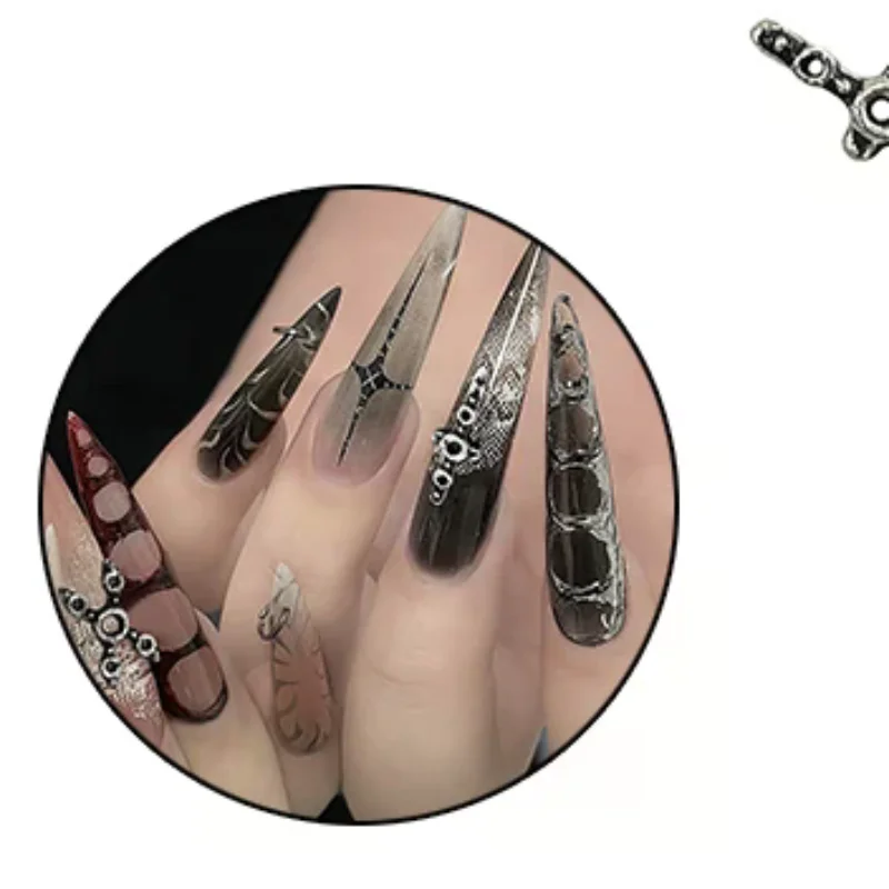 10PCS Punk-style Heavy Metal Rock Nail Art Charms Alloy Accessories For Retro Nails Decoration Manicure Supplies