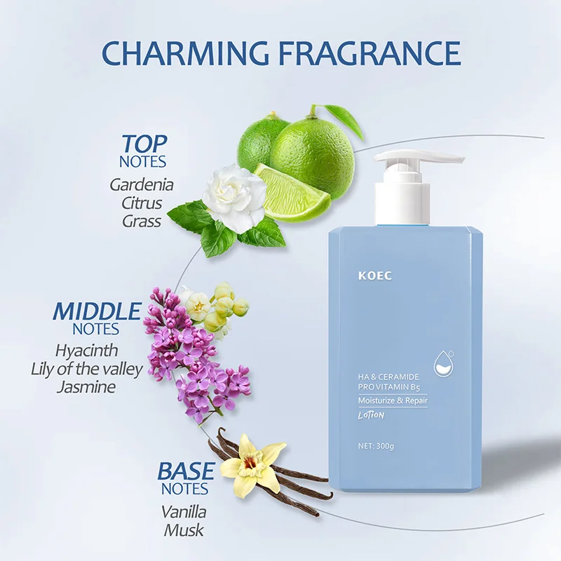 300g KOEC Squalane & Hyaluronic Acid Body Lotion Moisturizing Hydrating Non-greasy Long Lasting Body Cream For All Skin Types