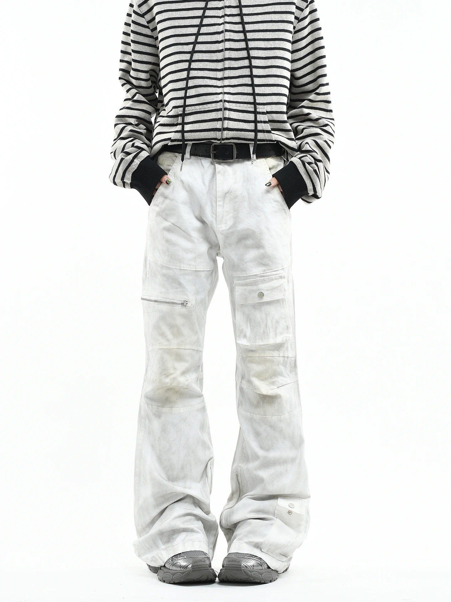 

Мужские повседневные брюки OV Original American High Street Folded Dir Micro Flared с прямыми штанинами, зауженные, с множеством карманов, в стиле рабочей одежды