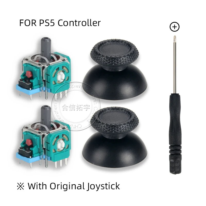 HOTHINK 1set 3D Original Joystick Adjustable Resistor 2k3Ω Stick Cap Screwdriver for PS5 Controller Repair Kit for PlayStation 5