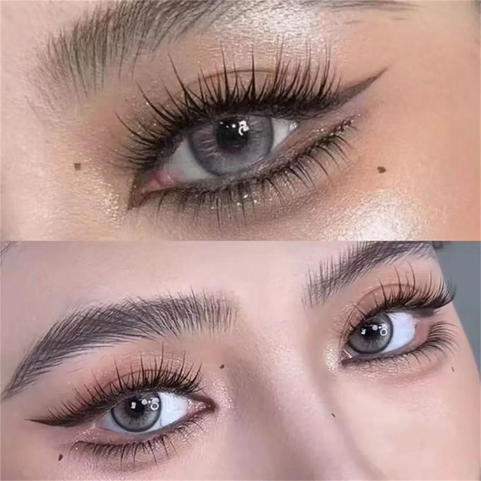 ขนตาปลอมแบบเต็มแถบ ธรรมชาติ หนา แข็งแรง สำหรับแต่งหน้าแฟชั่น ทรง C ความยาว 9-13 มม. คละความยาว