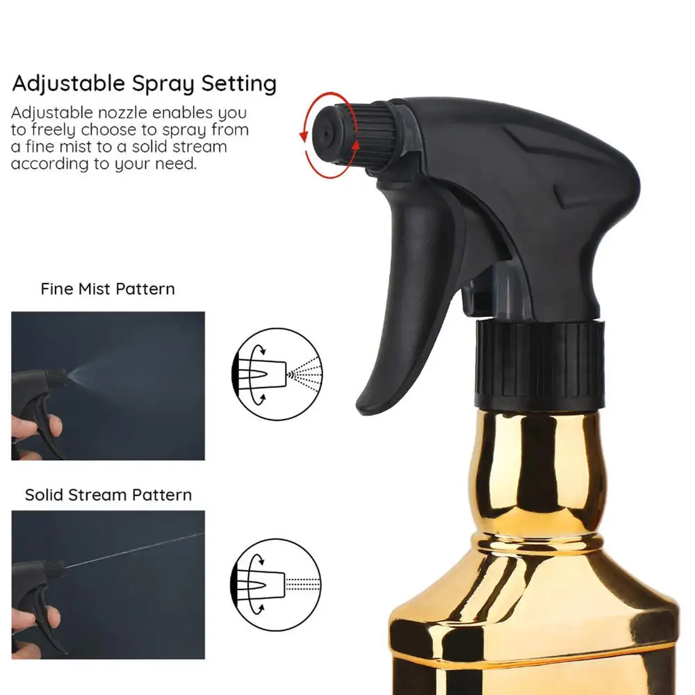 300ML Barber Water Spray Bottle Styling Empty Continuous Atomizer Refillable Electroplating Watering Sprayer Agriculture Tool