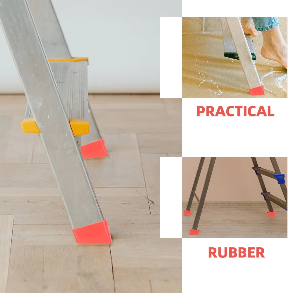 

2Pcs Red Ladder Feet Covers Rubber Floor Protectors Heavy Duty Non Slip Pads For Home Outdoor Construction Accessories