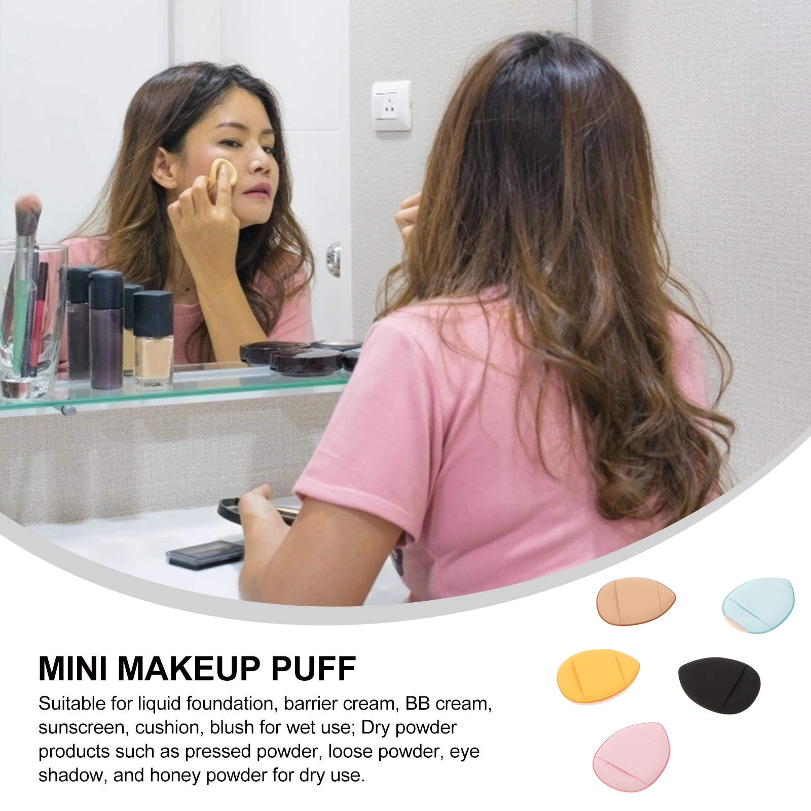 

Mini Makeup Puff Finger Cushion Sponge Foundation Applicator Loose T Zone Washable Reusable Liquid Foundation