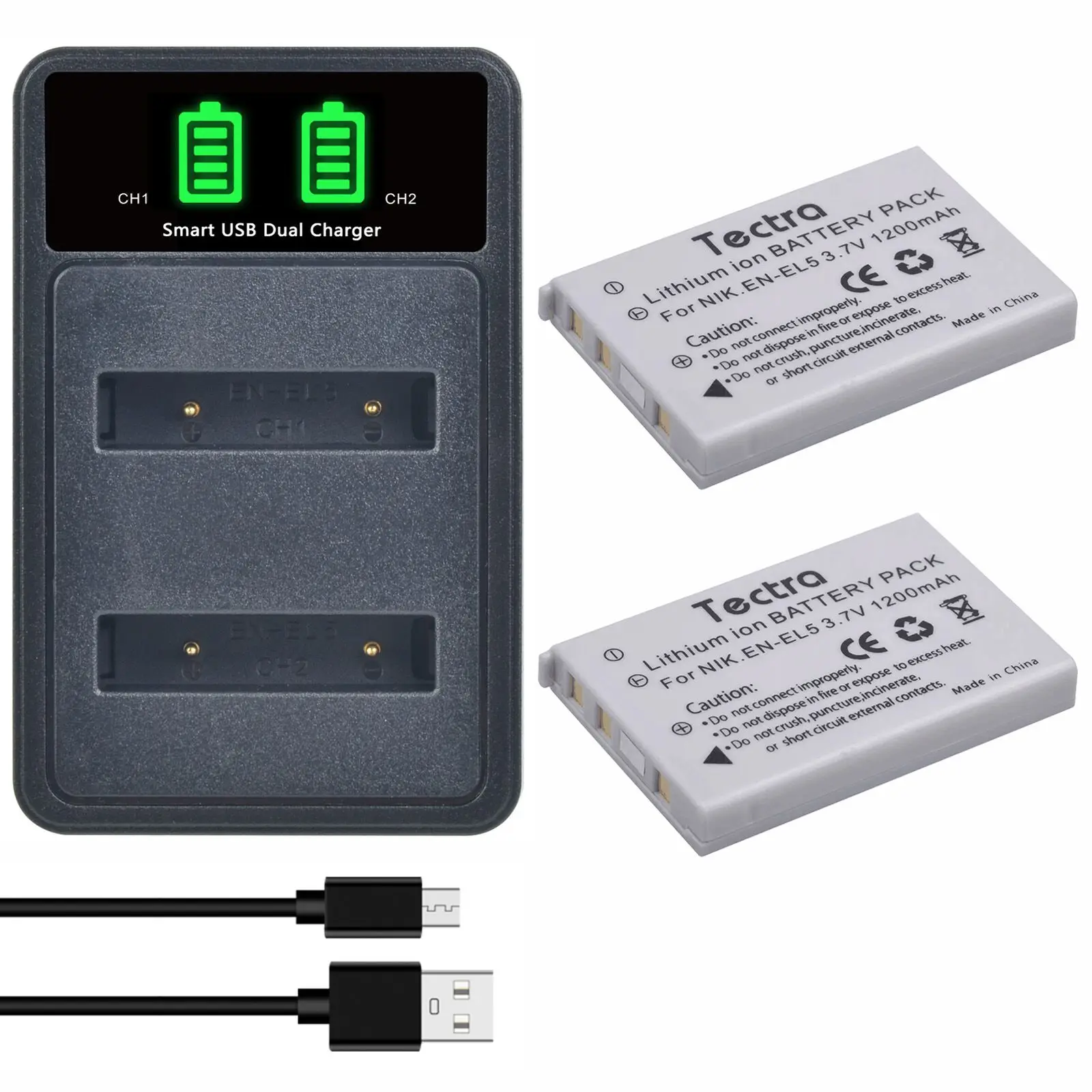 EN-EL5 ENEL5 Camera Battery& LED USB Charger for Nikon Coolpix P530 P520 P510 P100 P500 P5000 P5100 P6000 3700 4200