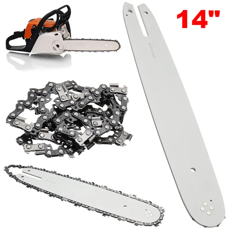 Barra guía de sierra de cadena de 14 pulgadas con cadenas de motosierra eléctrica Steele 14 "50 DL 3/8 LP para herramienta de jardín STIHL MS170 MS180 MS250