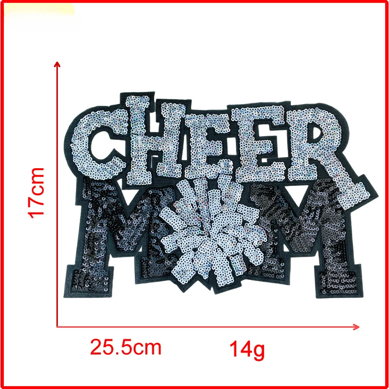 Oversized CHEERMOM Sweatshirt Ironing Patch Sequins Glitter Baseball Bow Patch Cloth Jacket  Decor Flash  DIY Craft Supplies