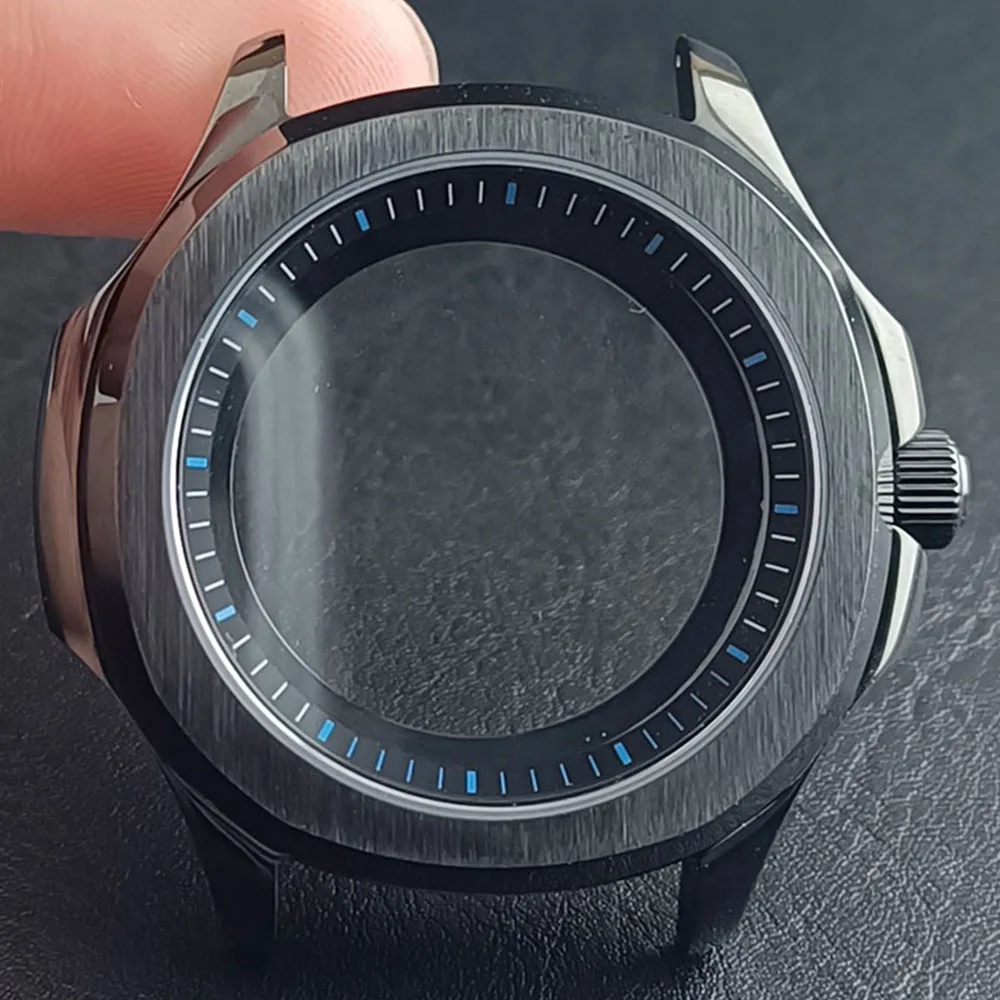 39.5 مللي متر ساعة رجالية حافظة من الفولاذ المقاوم للصدأ بها حلقة داخلية تناسب NH 35 NH36 NH70 ساعة يد تعمل بالحركة الياقوت الزجاج ساعات المعصم أجزاء