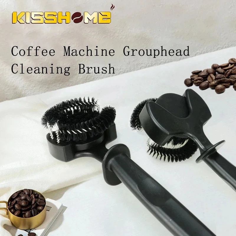 Kit de Nettoyage Innovant pour Machine à Expresso - Double Brosse avec Protection Anti-éclaboussures et Cuillère Intégrée, Nettoyage Facile du Grouphead et des Joints ﻿