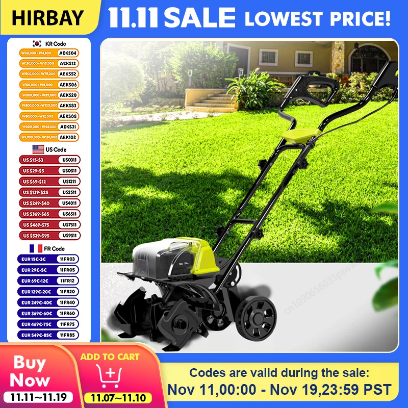 Microcultivador eléctrico sin escobillas con batería de litio recargable para cultivo de suelo de jardín y trabajos de cultivo