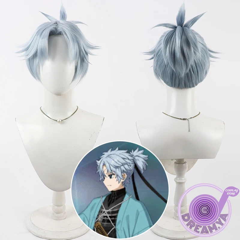 

Toudou Heisuke Cosplay Wig Fate FGO Light Blue Short Synthetic Hair Heat Resistant Halloween Role Play Party Carnival + Wig Cap