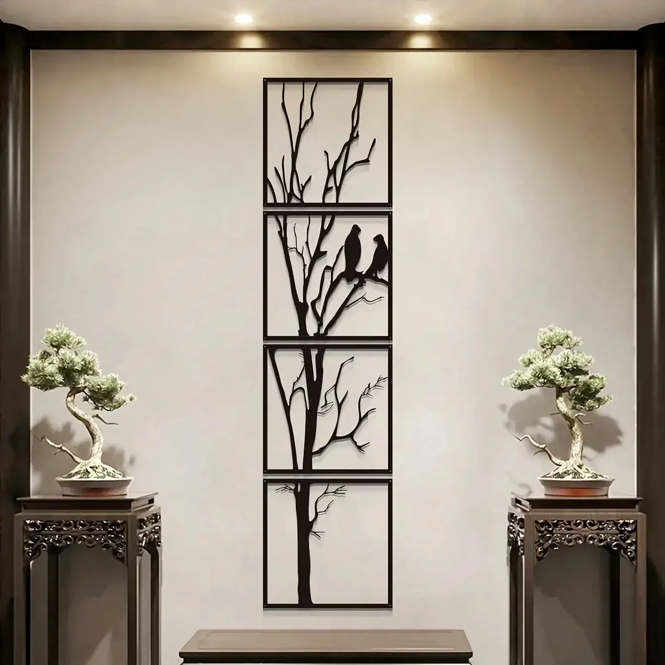 Chinese Style Branch Silhouette Metal Wall Art