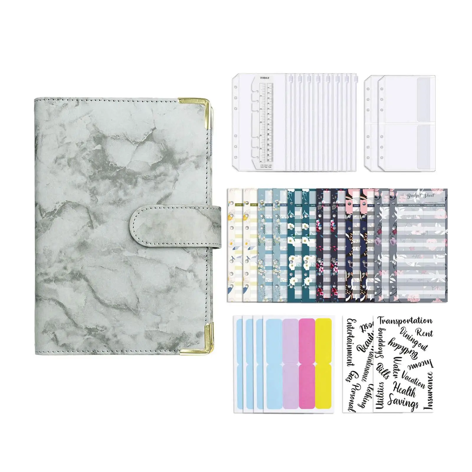 

Блокнот-органайзер с 6 кольцами и карманами для этикеток, обложка для блокнота с 6 кольцами, органайзер для денег и бюджетных листов