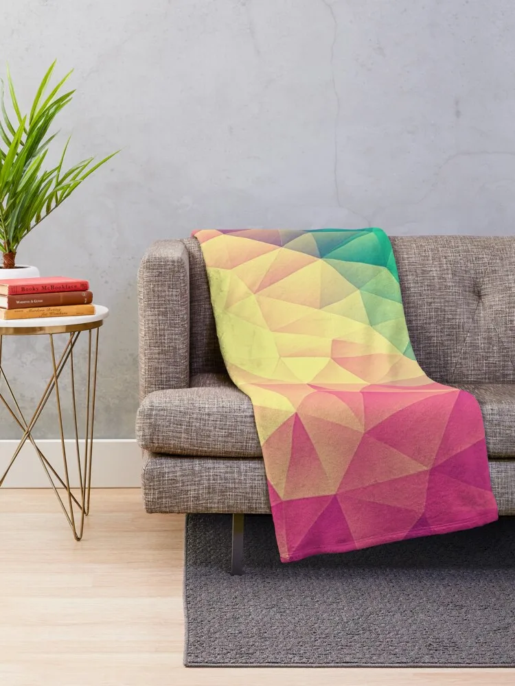 Abstract Polygon Multi Color Cubism Low Poly Triangle Pride / LGBT Design Throw Blanket Thin Quilt wednesday Blankets