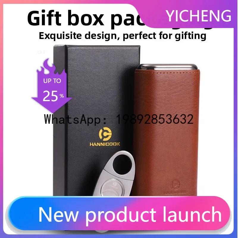 

Yhg cigar humidor and cutter set - portable genuine leather cedar wood humidor with sharp cigar cutter