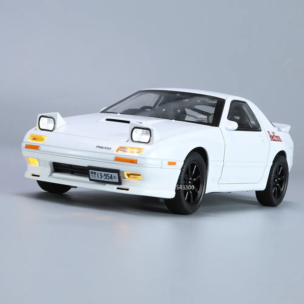 1/24 Mazda RX7 Alloy Car Model Toy Initial D with Sound Light Metal Diecast Model Sport Car Toy for Kids Children\'s Holiday Gift