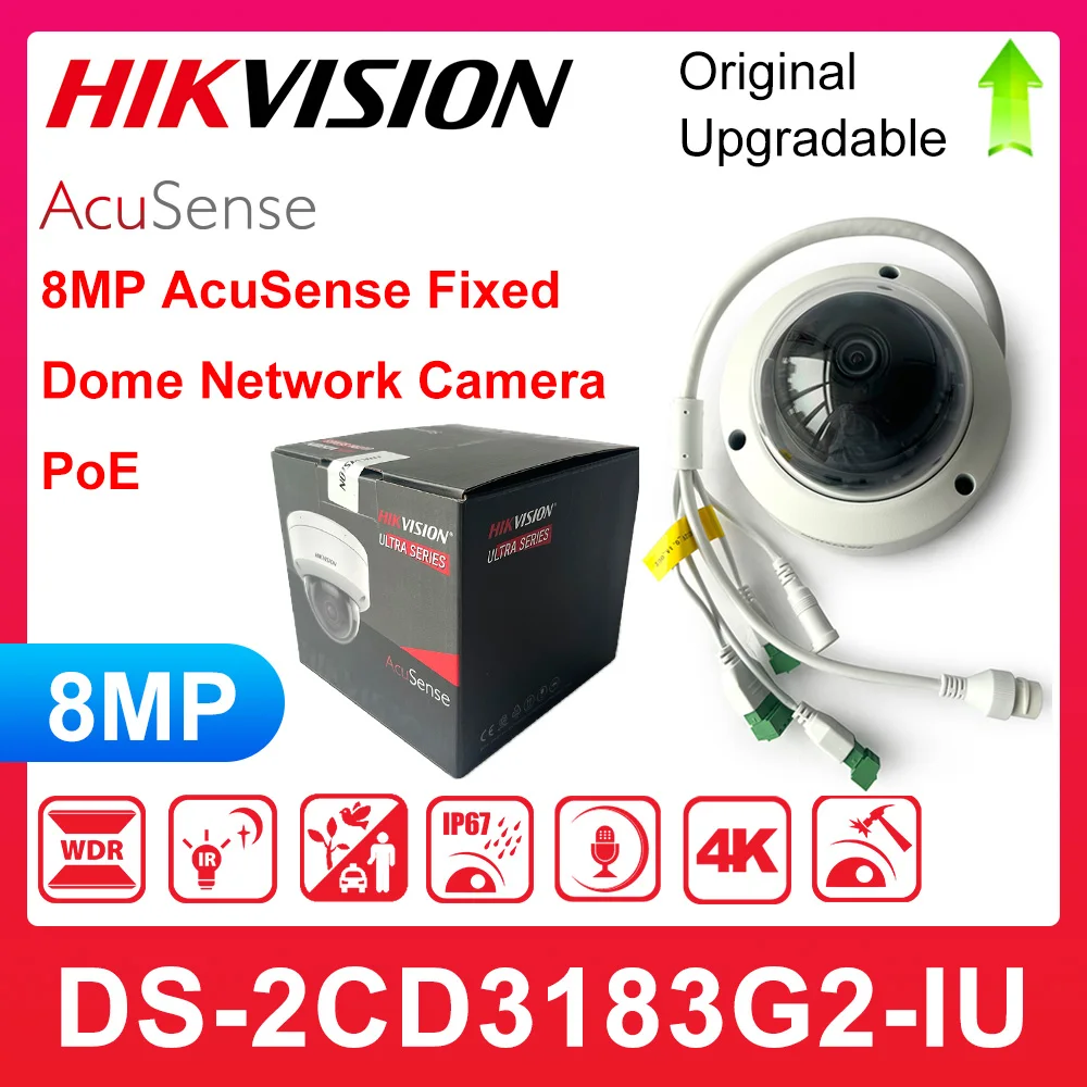 

Hikvision DS-2CD3183G2-ISU 4K 8MP AcuSense Fixed Dome Network CCTV System Camera IP67 H.265+ Hik-Connect App