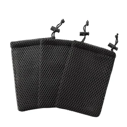 3Pcs Nylon Mesh Drawstring Storage Pouch Bag Multi Purpose Travel & Outdoor Activity Pouch For Digital Products