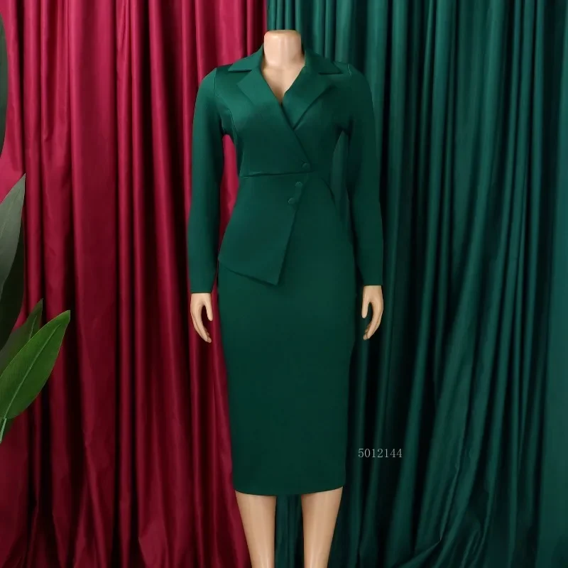 Chic Women Fashion Midi Dress V Neck Short Sleeve Button Folds Asymmetrical Bodycon Elegant Office Work Cocktail Party Dresses
