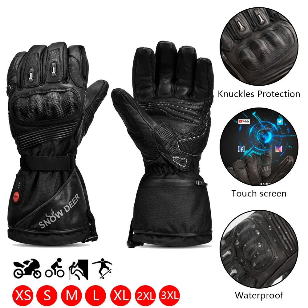 Heated Motorcycle Gloves Electric Rechargeable Battery Heat Gloves Waterproof